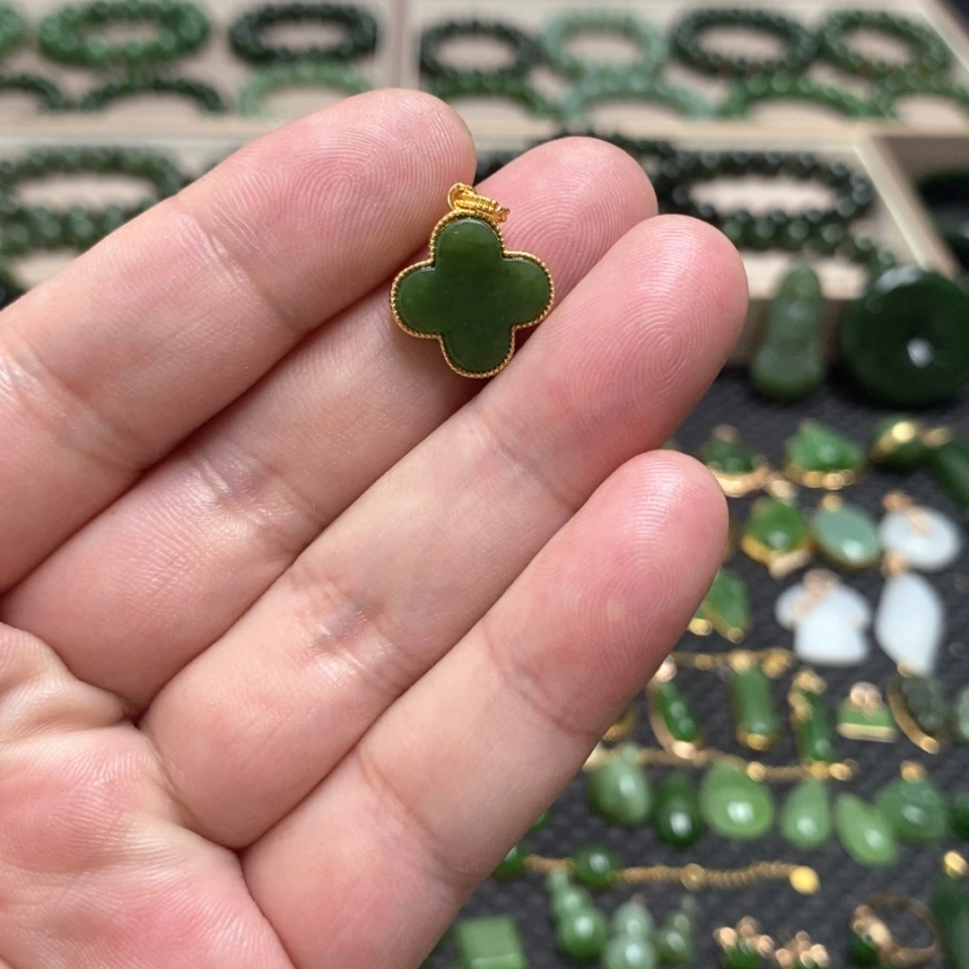 和田玉（碧玉）银S925镶嵌颈饰