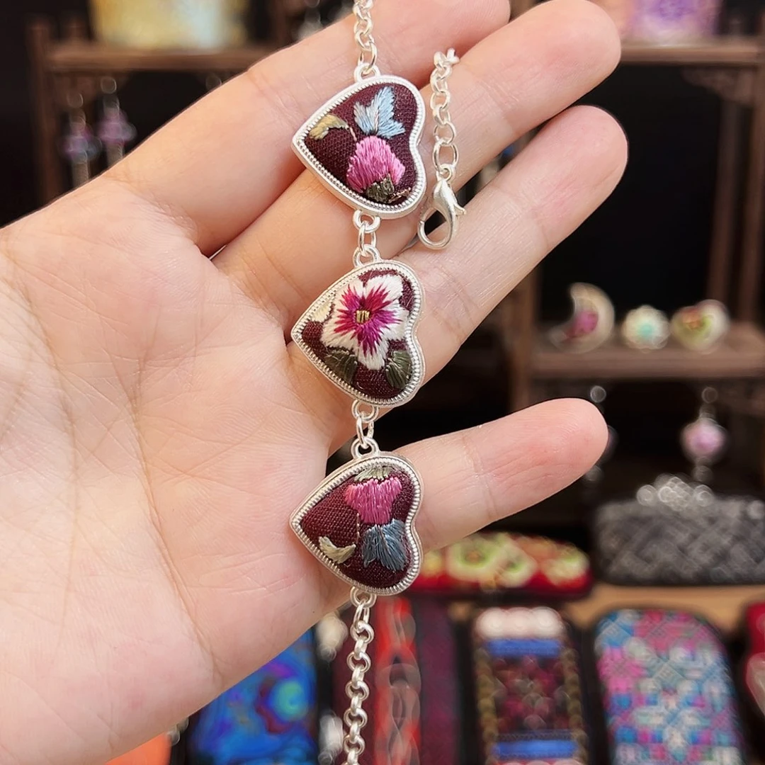 黄铜925银布艺手工刺绣