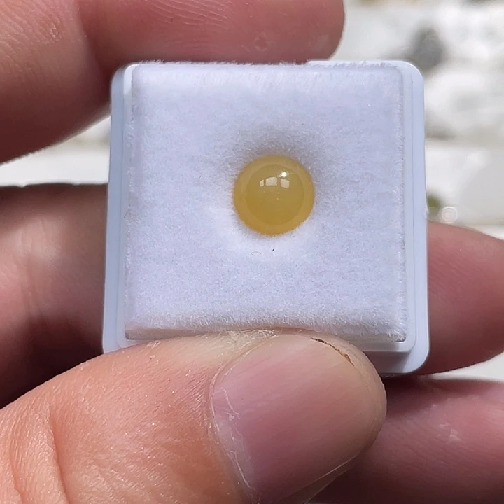 翡翠裸石冰黄蛋面裸石