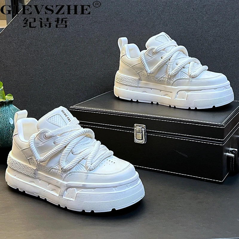 纪诗哲男士厚底内增高板鞋潮流复古做旧休闲鞋2025轻奢休闲男鞋