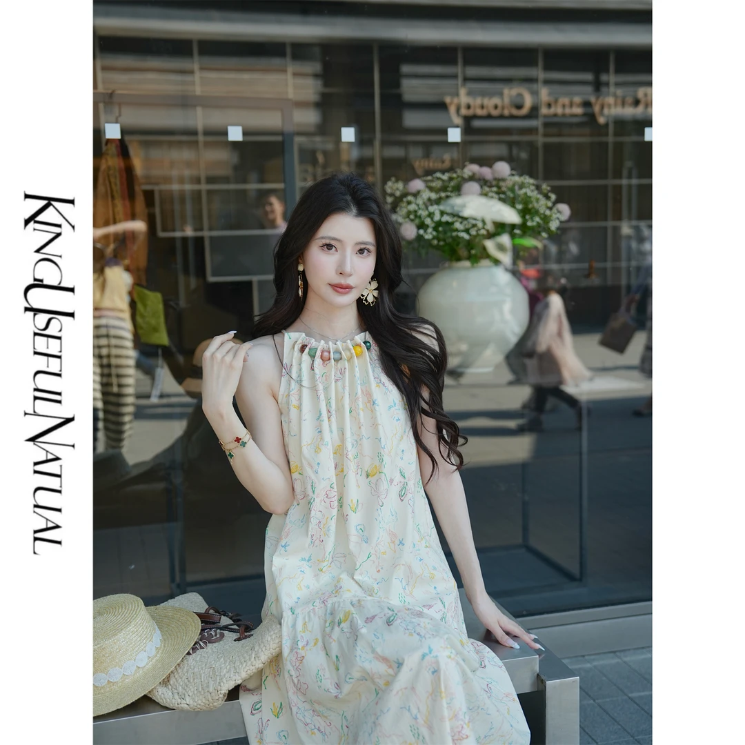 KUN【氧气一夏】定制小个子与常规版 彩色涂鸦棉质亲肤串珠夏连衣裙