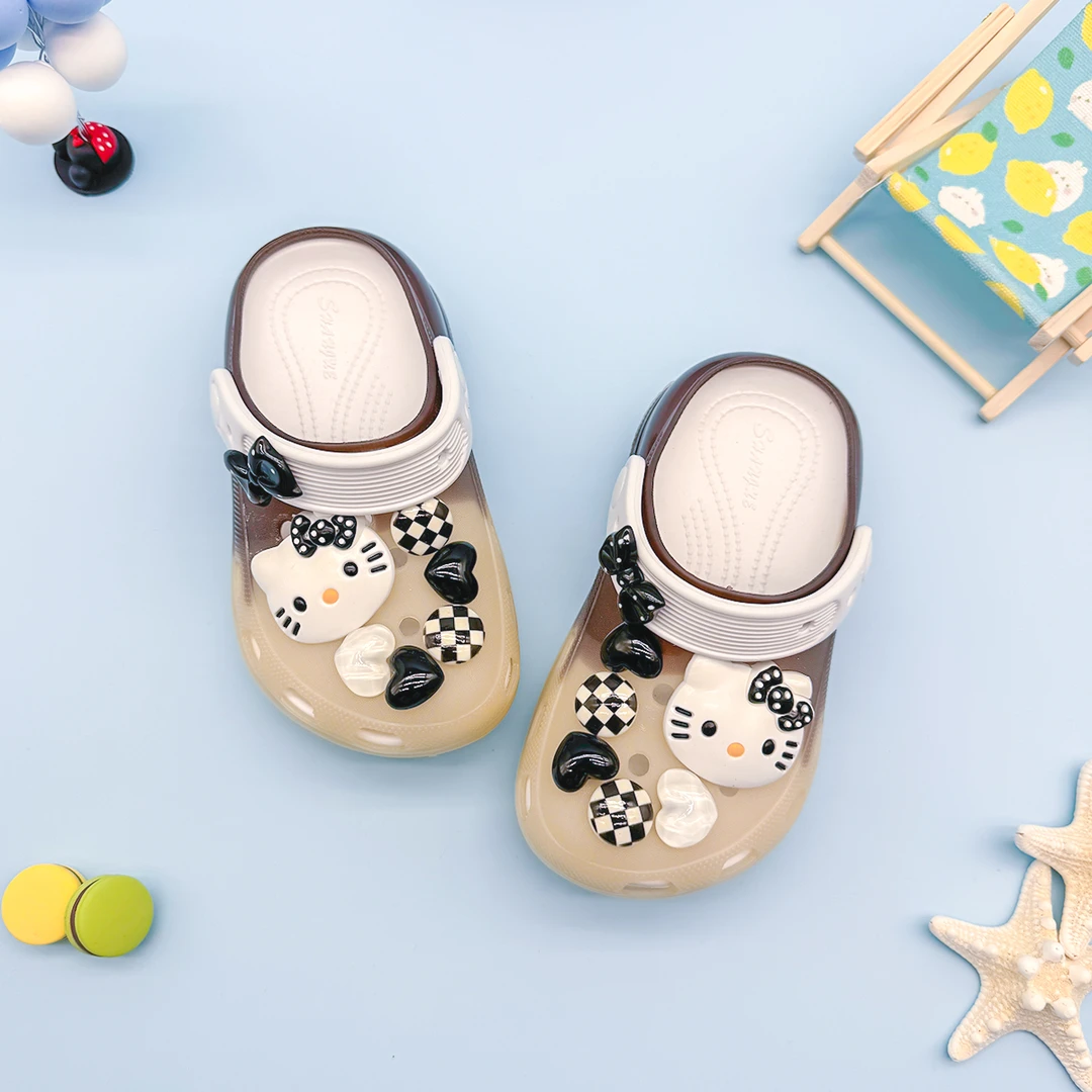 炫酷闪光厚底防滑发光洞洞鞋卡通凯迪猫时尚百搭包头拖鞋