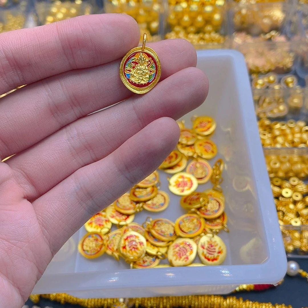 锆石铜合金珐琅彩黄财神1个