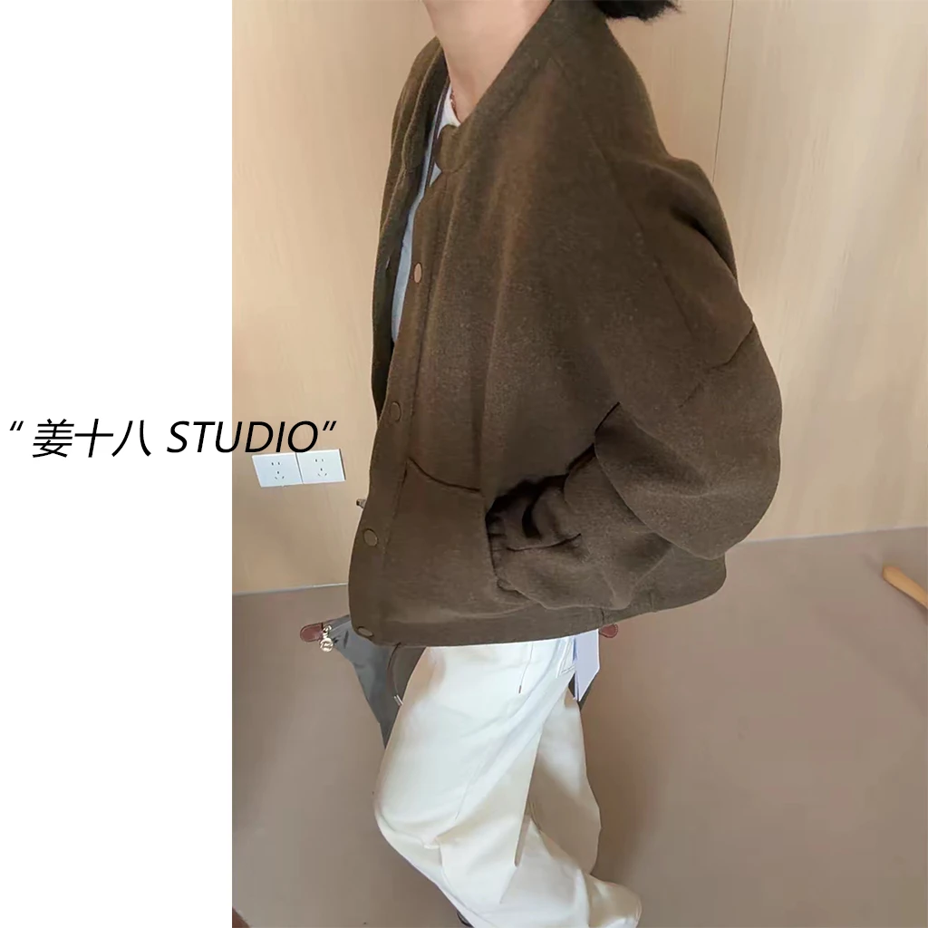姜十八-「秋水濯梦」韩国单！25初秋款韩版宽松休闲按扣外套