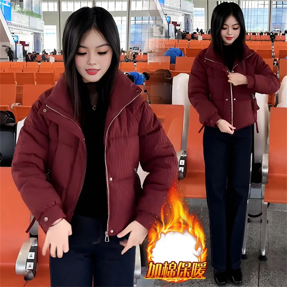 时尚休闲短款立领棉衣棉服女2025年冬季新款洋气百搭小个子外套潮