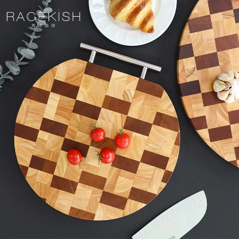 Racekish乌檀木菜板家用切肉菜水果家用拼接棋盘格砧板食品级案板