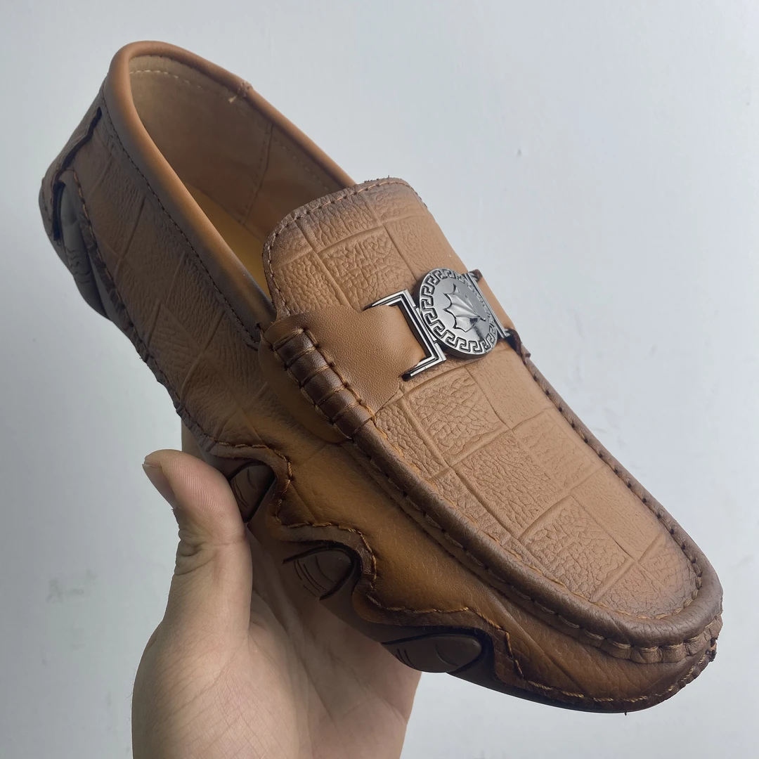 D067男士男款舒适时尚百搭夏季软底棕色真皮透气驾车豆豆鞋