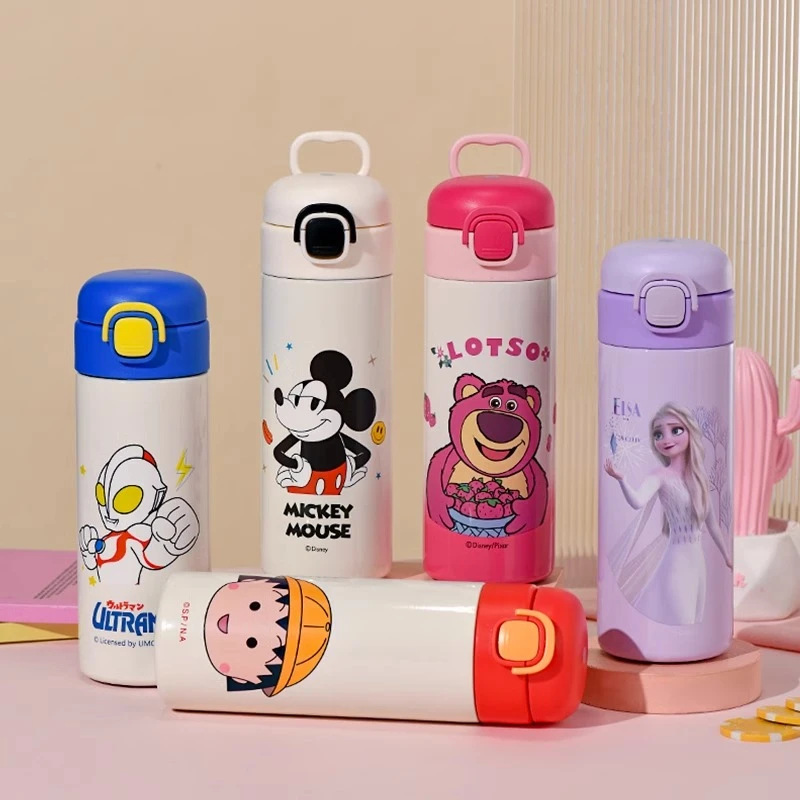 迪士尼弹跳双饮保温杯316不锈钢卡通便携水杯16415