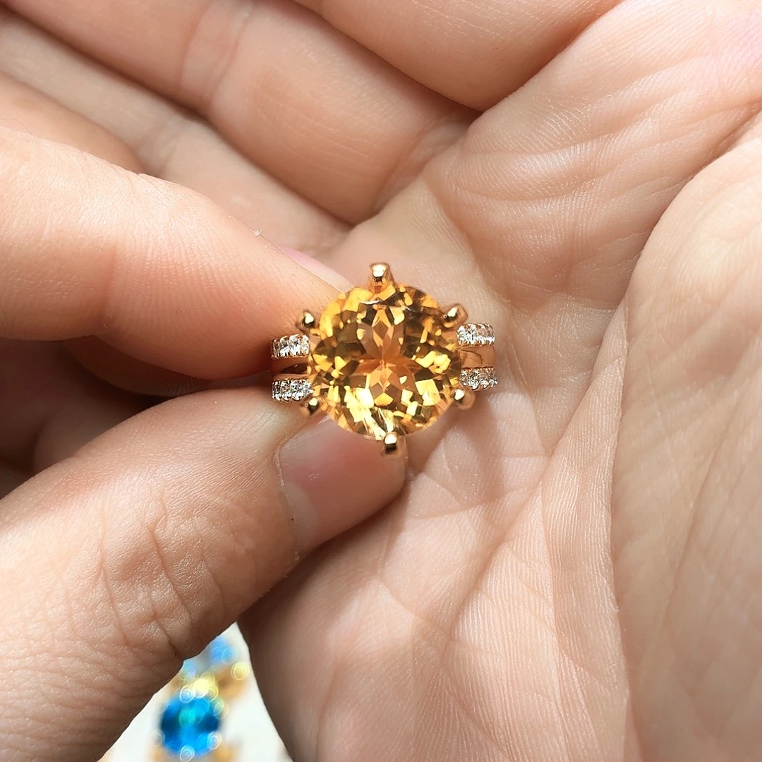 银S925镶嵌戒指水晶