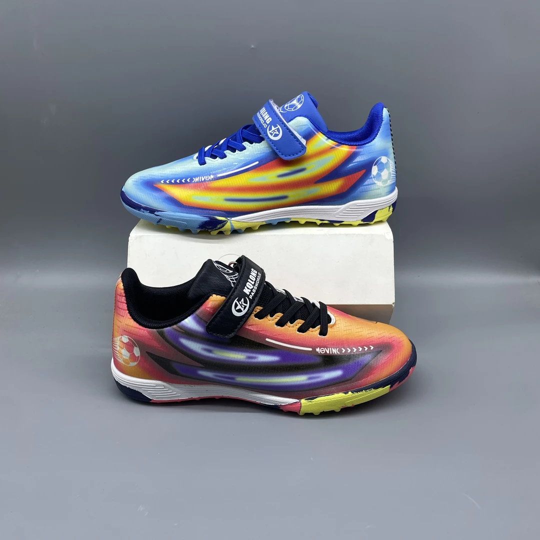 卡奇龙 四季款足球运动鞋皮面橡胶铆钉男女童运动鞋34-39