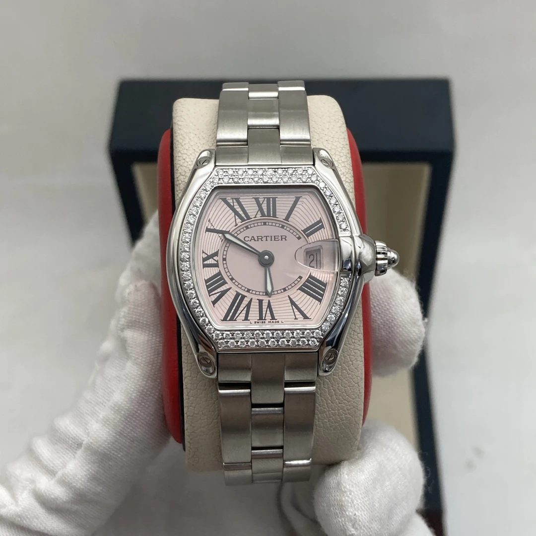 95新 Cartier/卡地亚 37*32.8mm卡地亚跑车 后镶钻 石英女士腕表