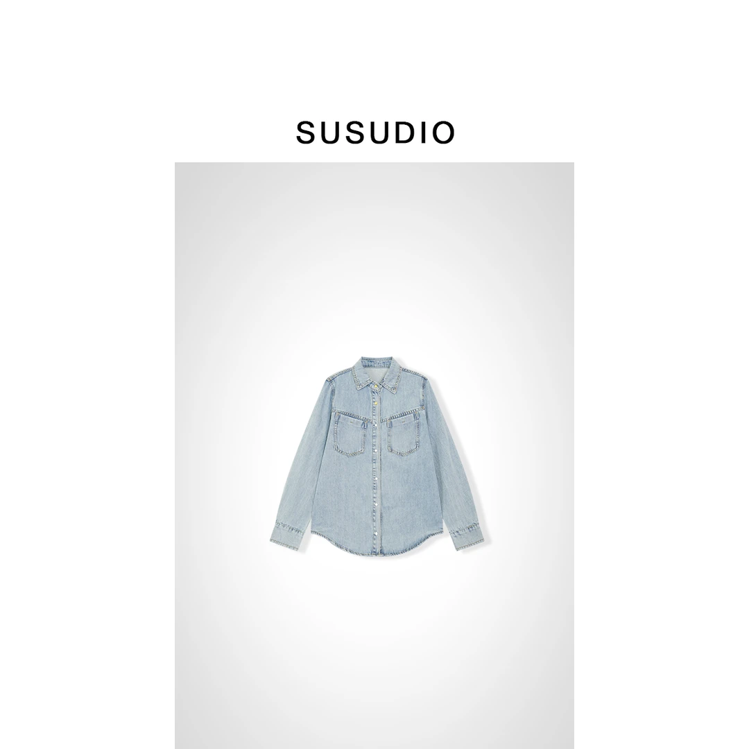 SUSUDIO② 经典牛仔 新款宽松百搭水洗牛仔衬衫250168