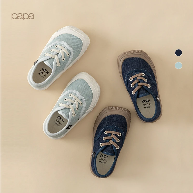papa爬爬春夏儿童宝宝牛仔方头鞋男女童时尚洋气可爱休闲运动鞋子