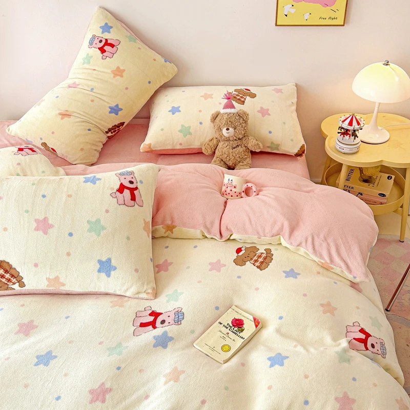 YC 9080 牛奶绒印花四件套 吉米