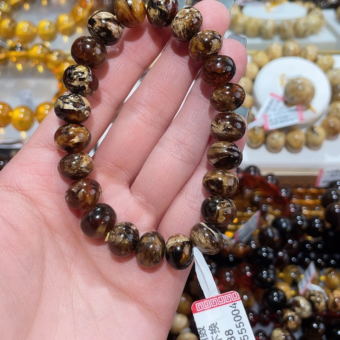 ****师琥珀未镶嵌手链11m花