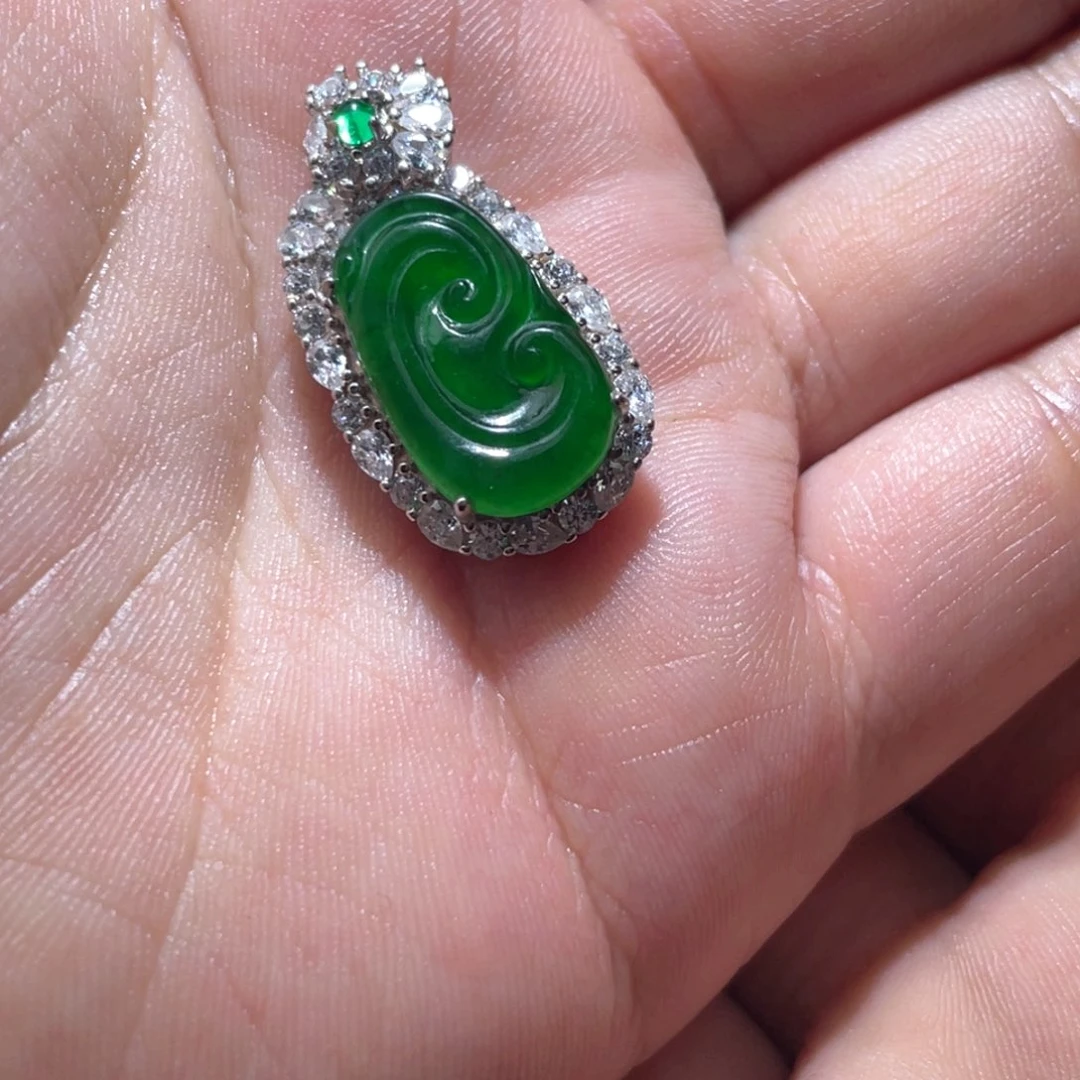 翡翠银S925镶嵌颈饰%1122