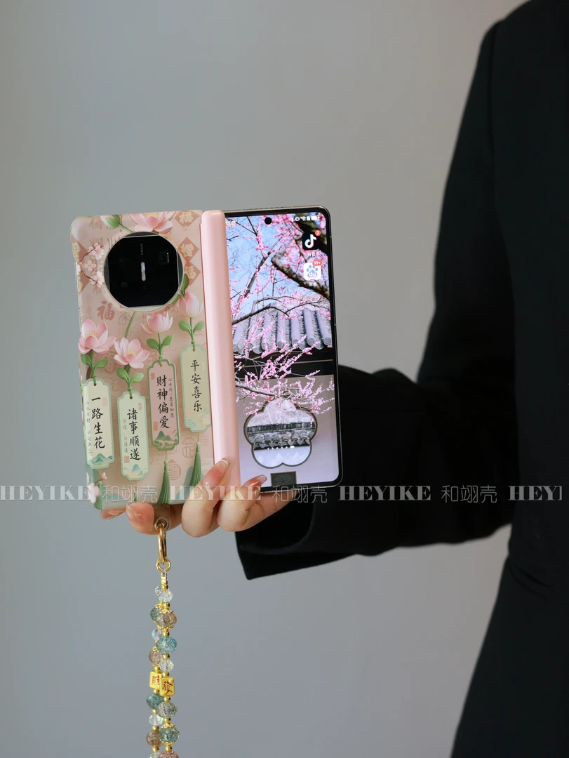 新款国风印花适用华为matex6手机壳新款vivoxfold5折叠屏超薄防摔