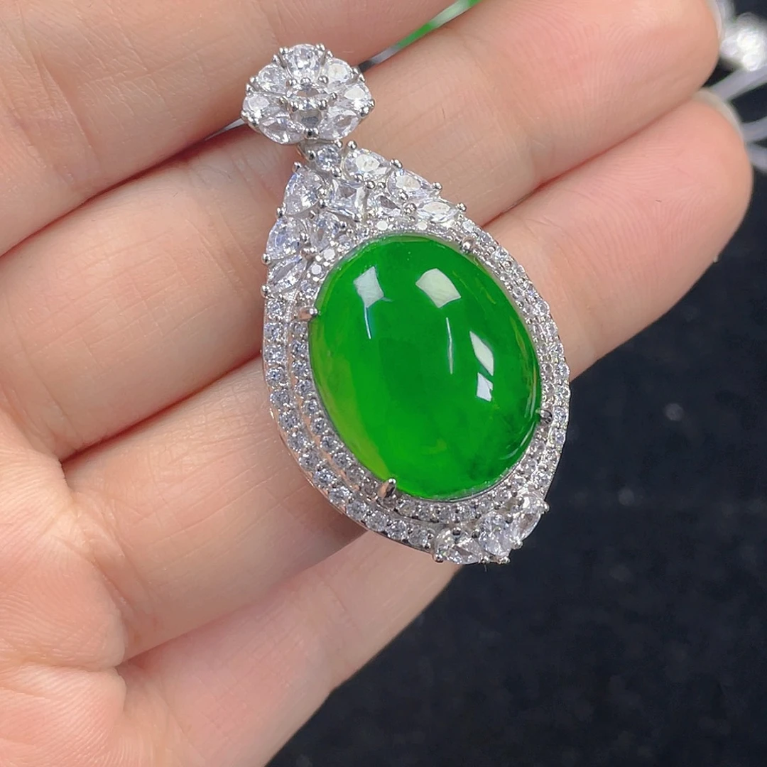 翡翠吊坠(不含链)银S925镶嵌