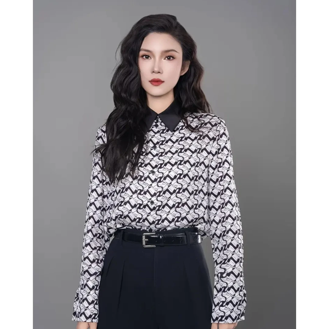 AMASS/阿玛施冬季新款老钱风小众气质时尚显瘦长袖衬衫5301098