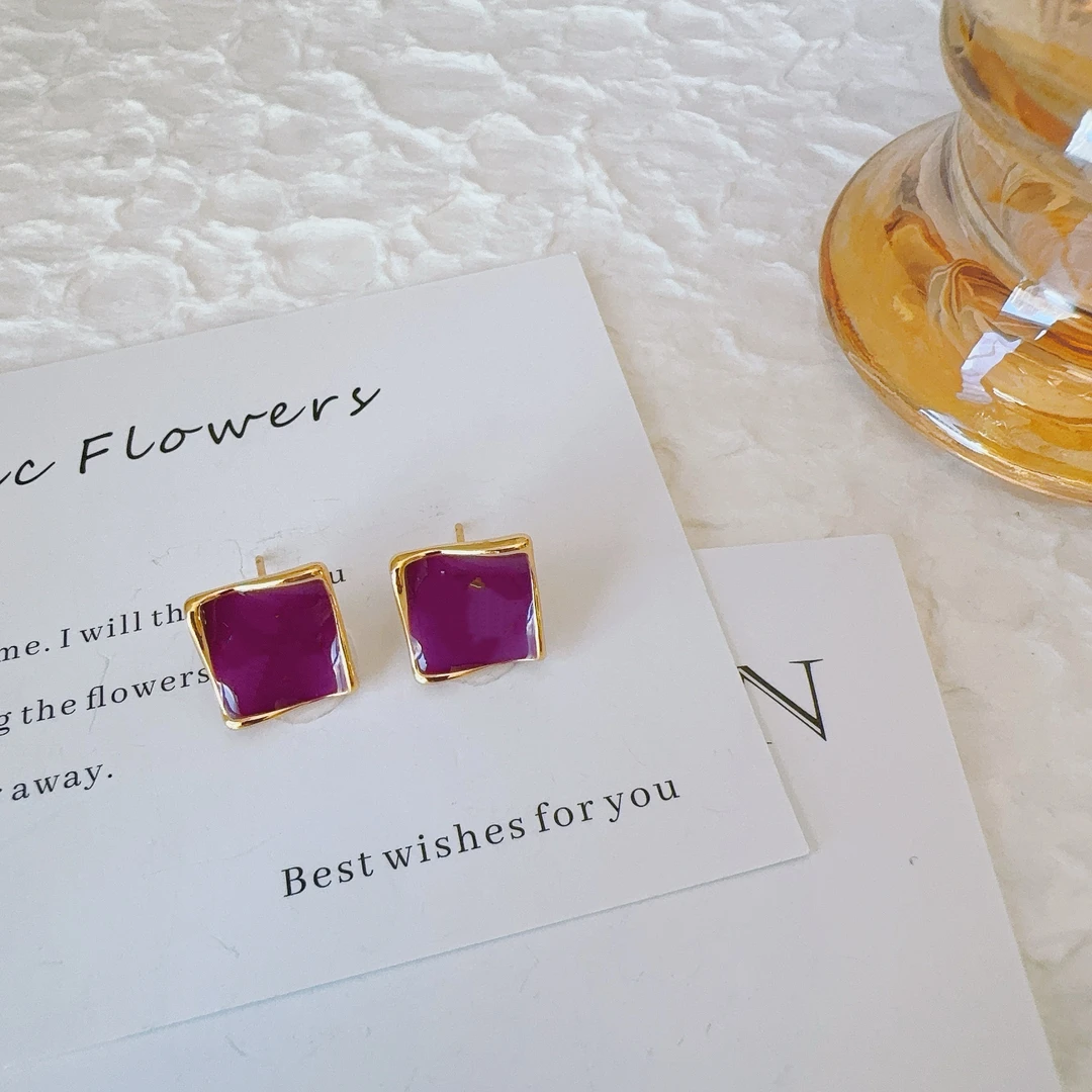 铜合金耳饰 1707 紫色经典小耳钉weijia