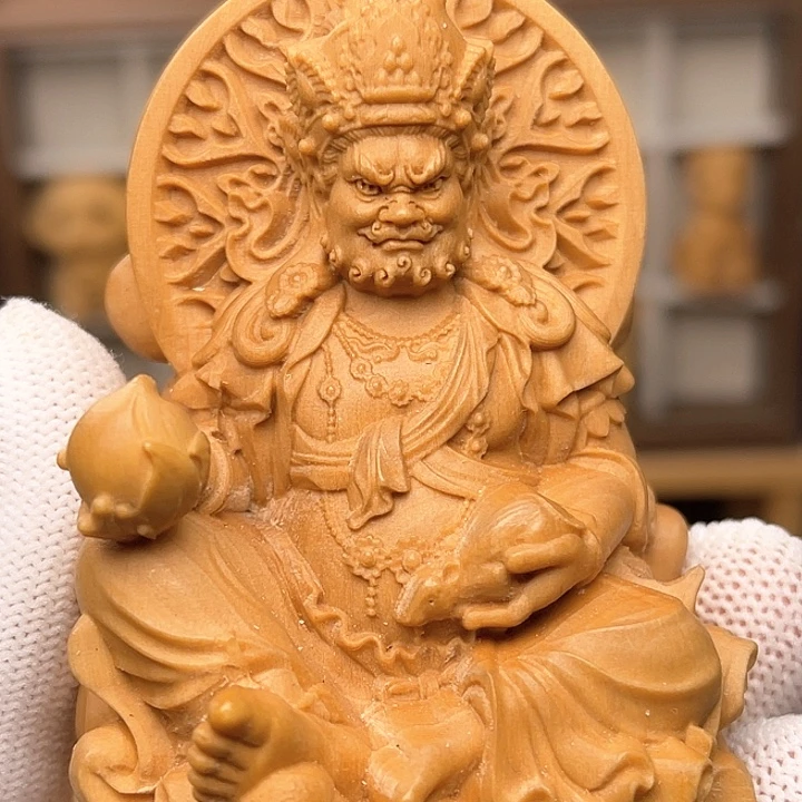 黄杨木黄财神菩萨摆件八公分摆件