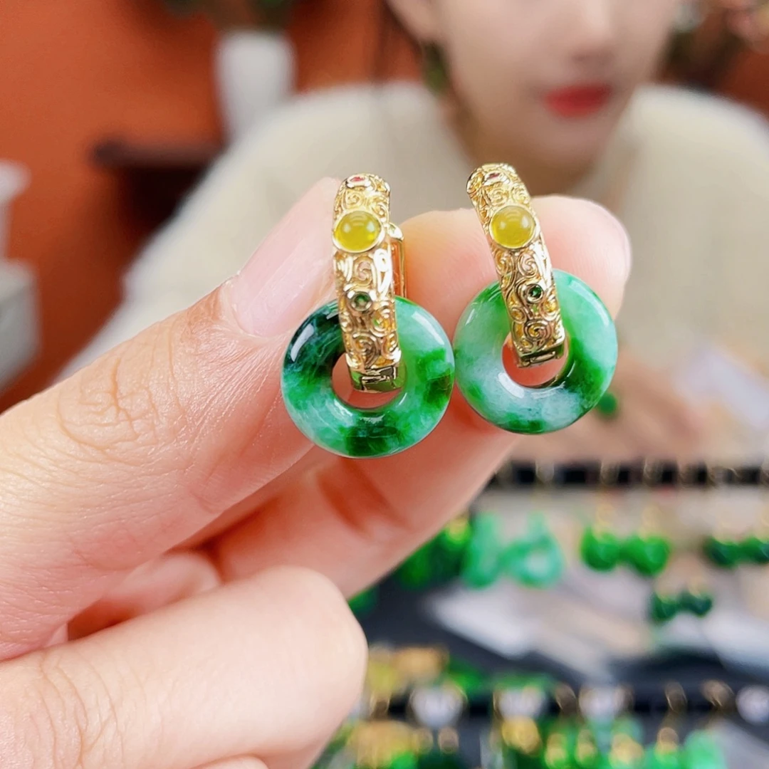 翡翠未镶嵌耳饰饰品