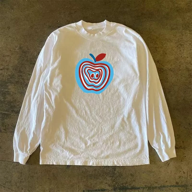 300克重磅! 圆领T恤印花男士宽松休闲学生长袖情侣装潮牌百搭新款