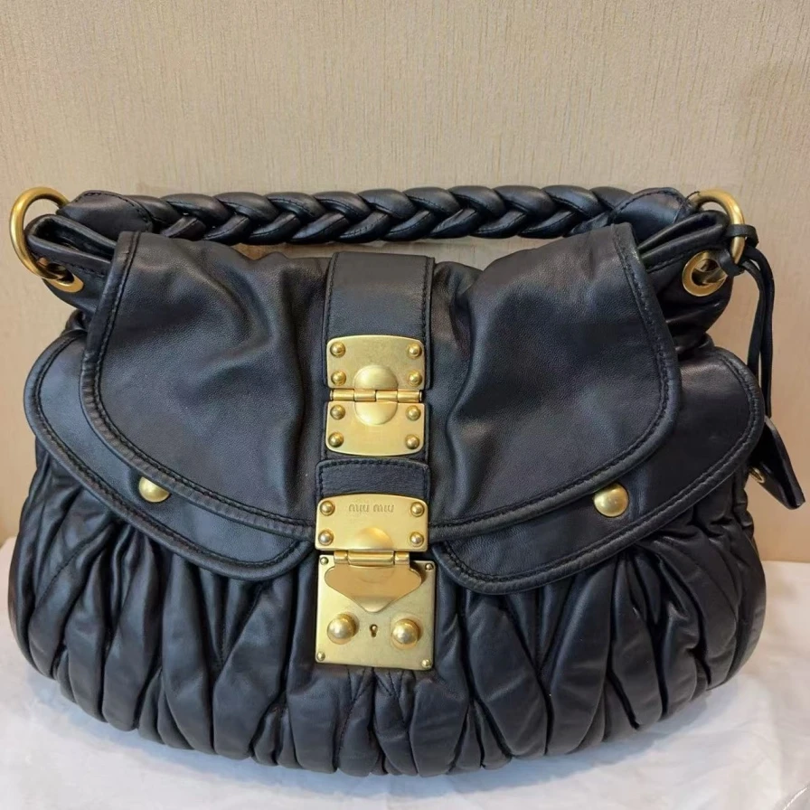 95新 MIU MIU/缪缪 褶皱单肩包  1092 0912
