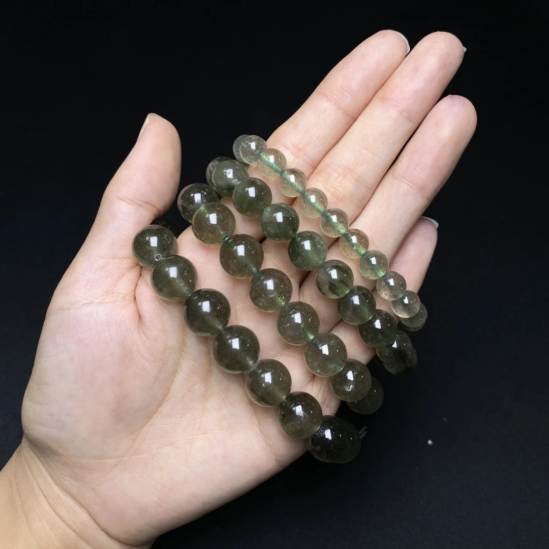 y128 天然绿草莓晶手链8-13mm+多样性发一