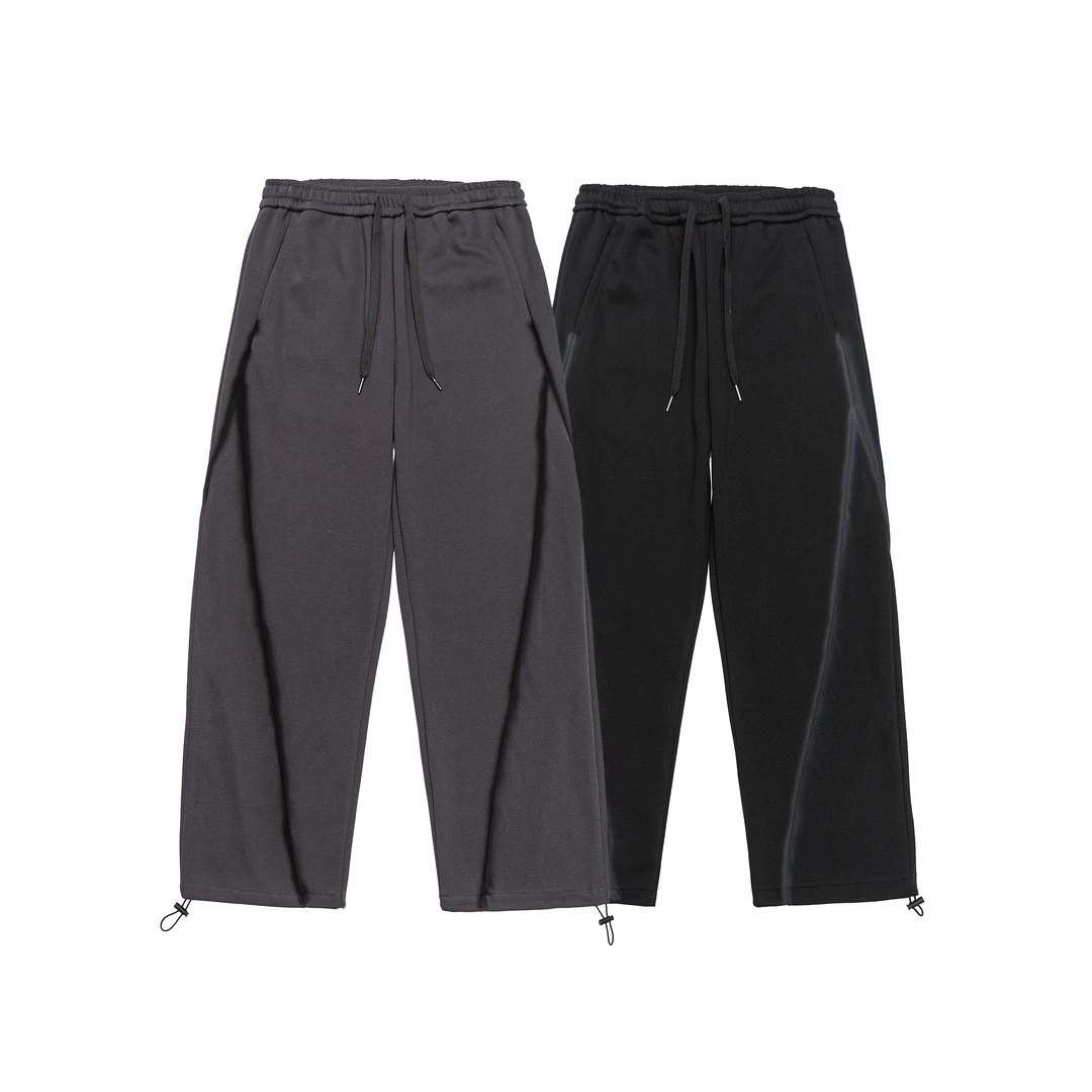 男士时尚简约百搭秋季直筒抽绳潮流休闲裤针织纯色长裤大码男装LP