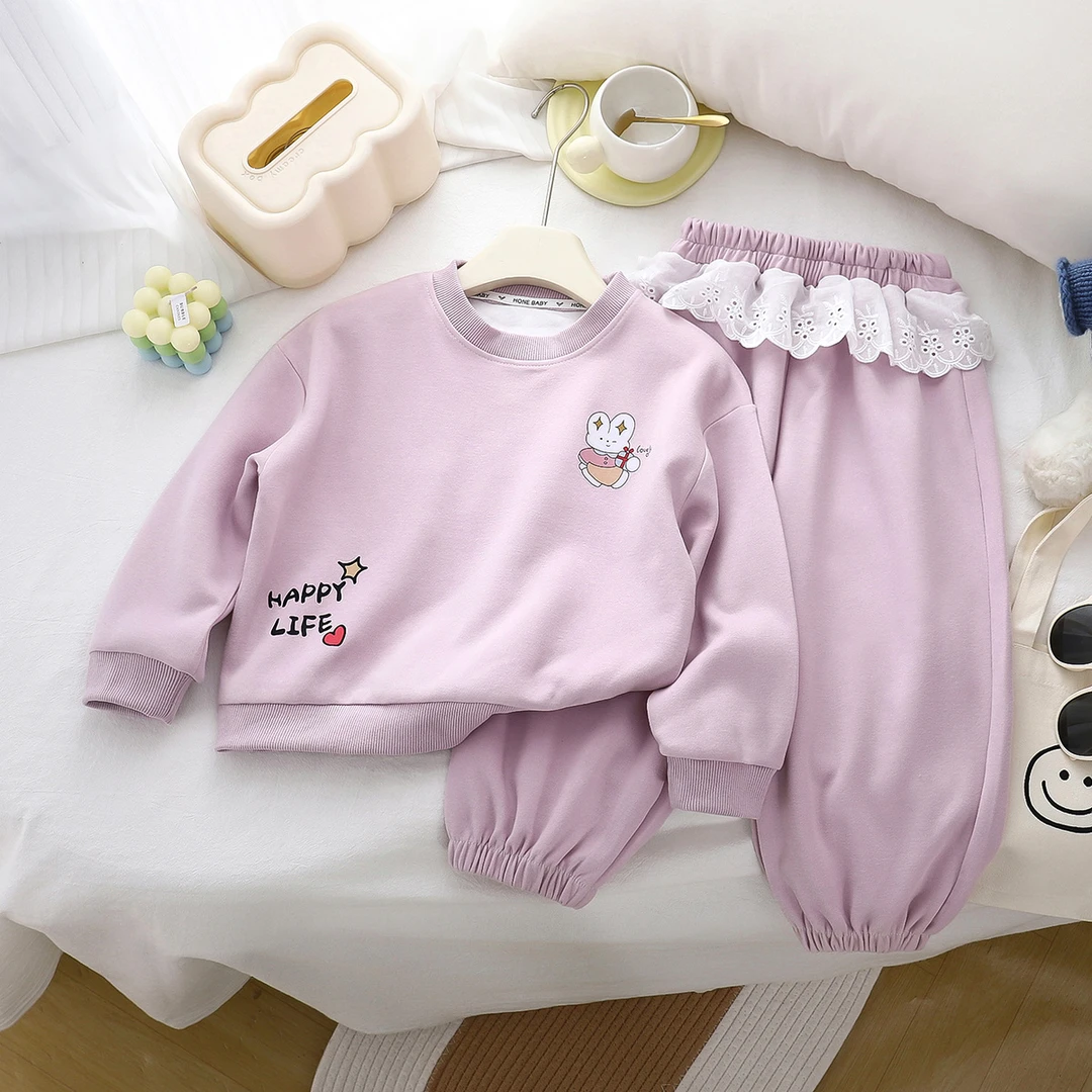 【华棉】女童可爱卫衣套装春秋款洋气2025新款儿童卫衣卫裤两件套