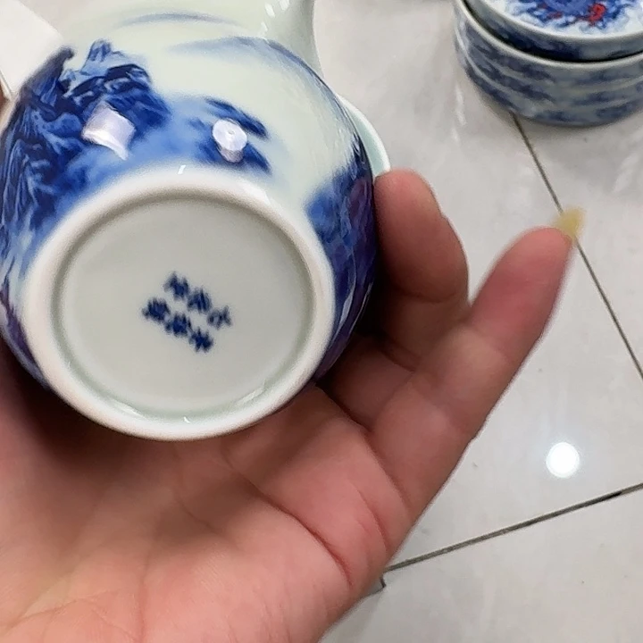 瓷片千里江山公道杯景德镇
