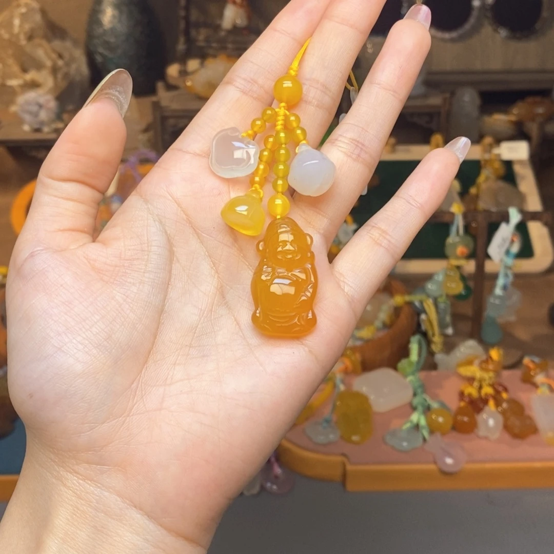 未镶嵌车挂玛瑙/玉髓挂件