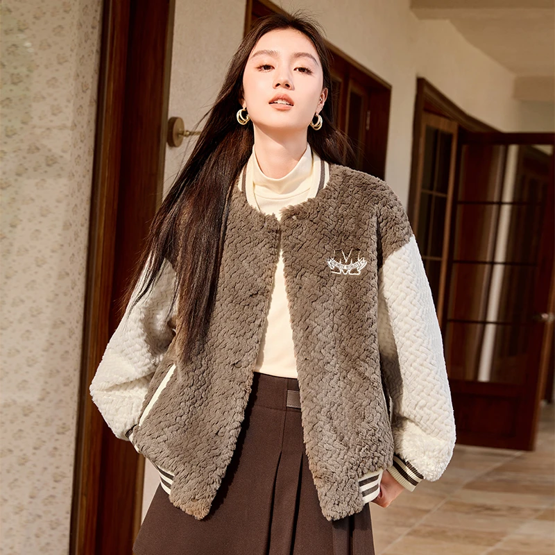 【陈大可】W834016短外套 香影拼色字母棒球服女2024冬季新款