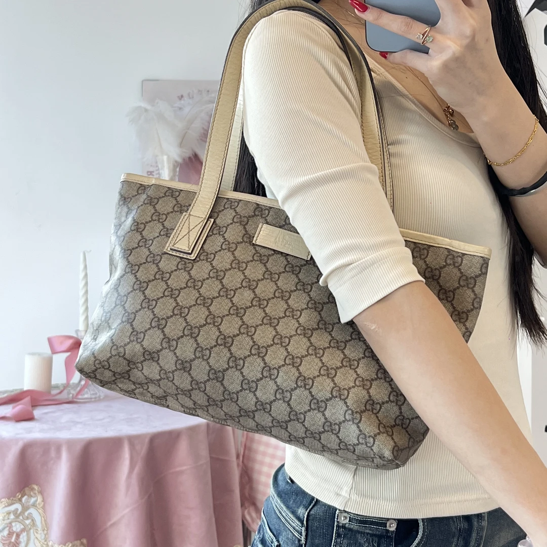 95新 GUCCI/古驰 gucci白公主老花经典小托特