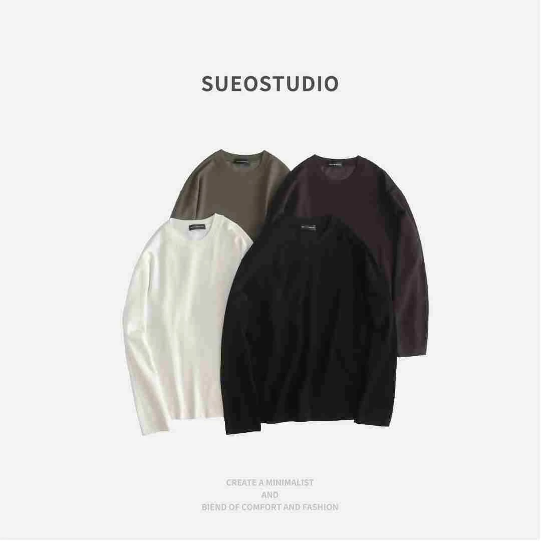 SUEO【一字绣·素T】莱赛尔羊毛混纺 ‘巨巨舒服‘阔型基本百搭长袖T恤