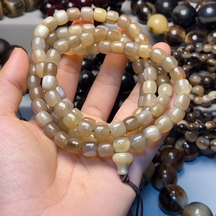 猪牙手串/手链高贵羊角8×8桶珠瑕疵108