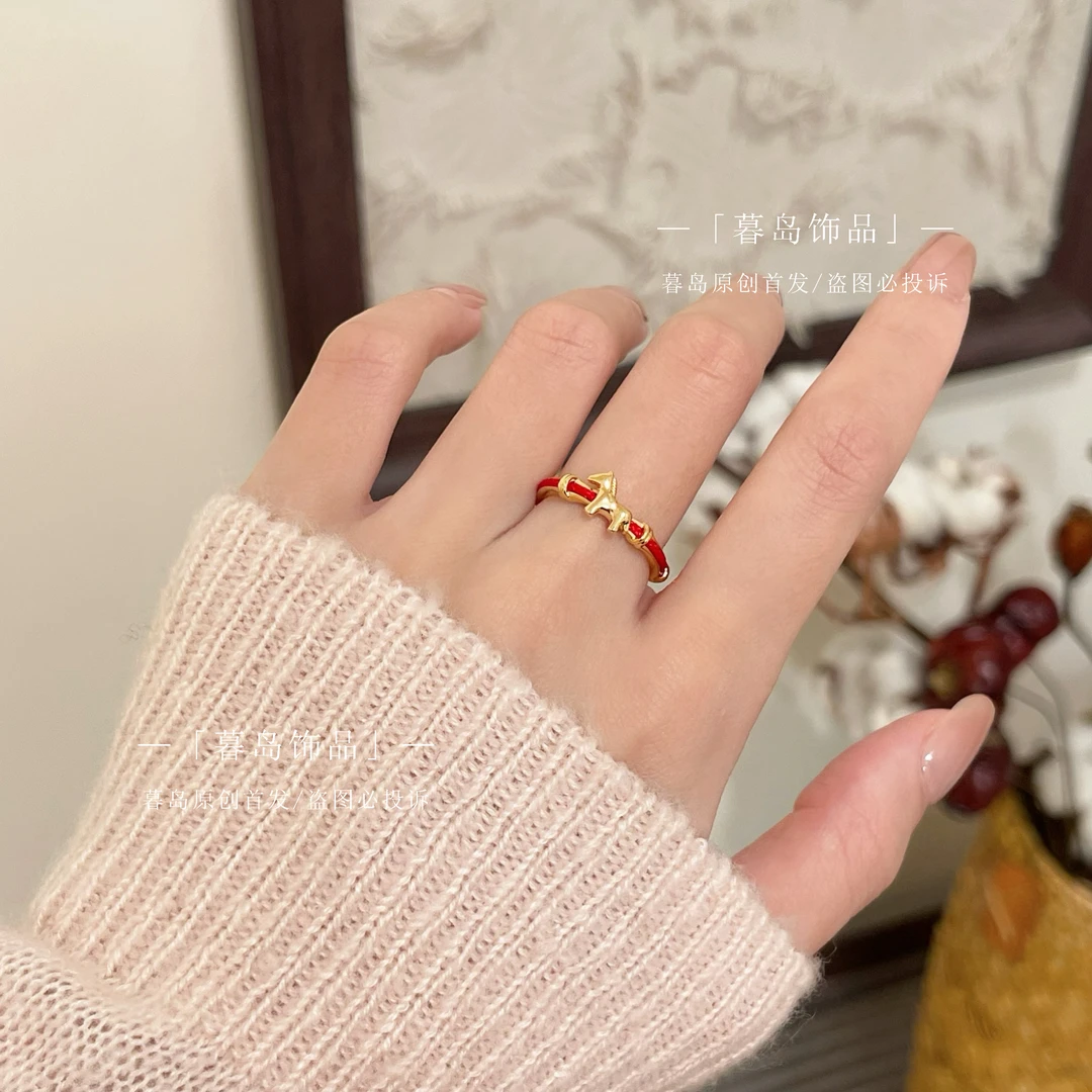 【暮岛饰品】马年红色新款戒指百搭气质A073