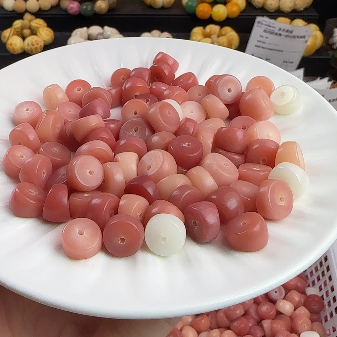 手串菩提根/象牙果微瑕卡12粉色大肠100颗