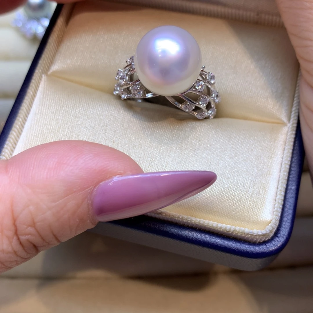 银S925镶嵌戒指海水珍珠