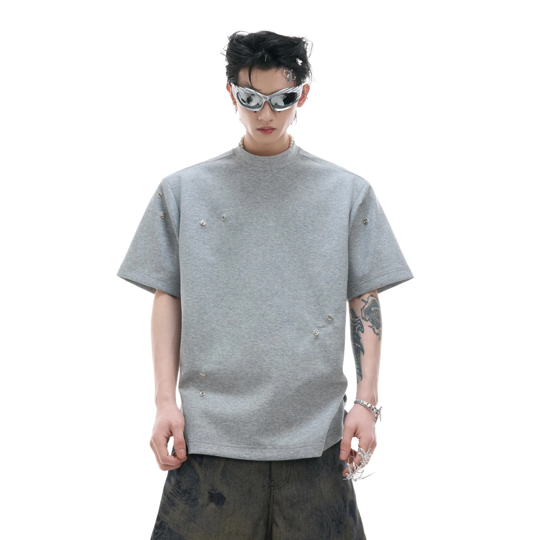 ArguE CulturE小众解构褶皱设计感正肩短袖boxy版型冰感纯色T恤