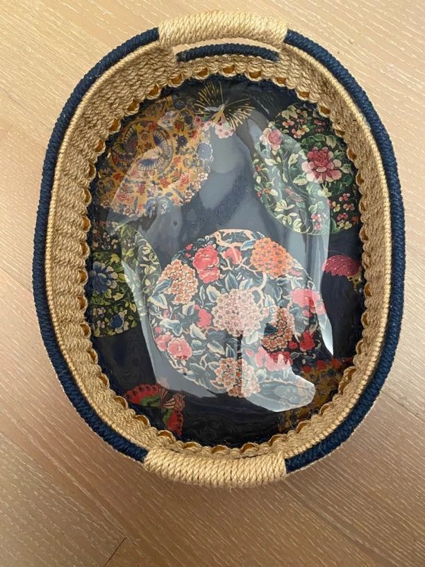 手工制作双耳收纳篮麻绳编织手提编织收纳筐高级感手工编织