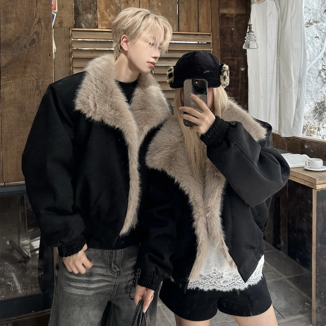 韩系廊形棉服高级感情侣装冬季ins美式休闲男女座山雕棉衣外套潮