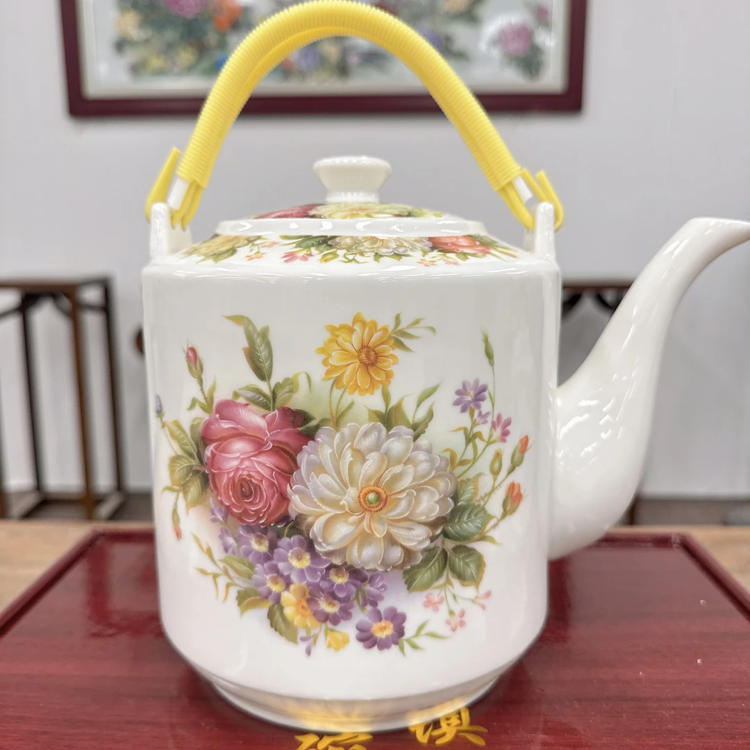 【袁氏瓷业】牡丹2升提梁壶