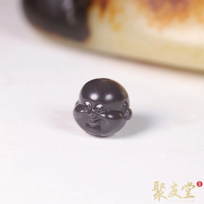 聚友堂王伟玉雕3克新疆和田玉青海烟青苏工弥勒佛头玉佛头配饰