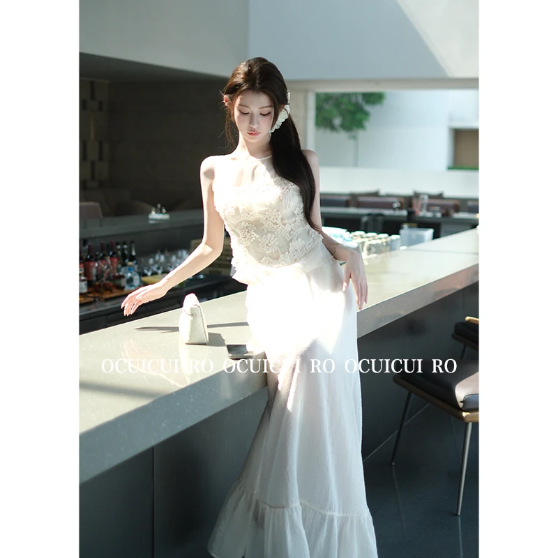 CUI CUI 崔崔【花城秘境】富家千金风气质无袖圆领上衣显瘦半裙套装