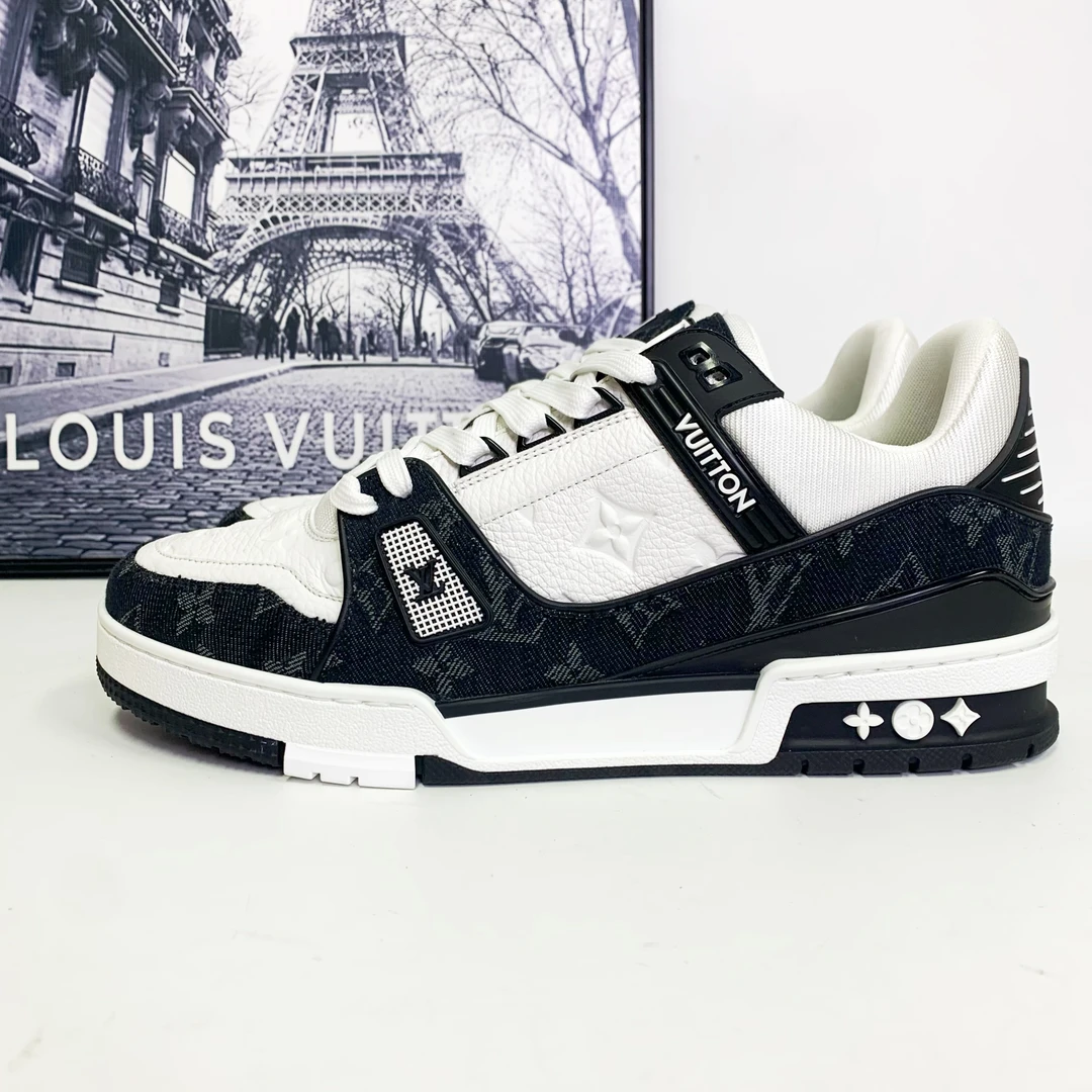 未使用 LouisVuitton/路易威登 LV Trainer黑白牛仔篮球板鞋