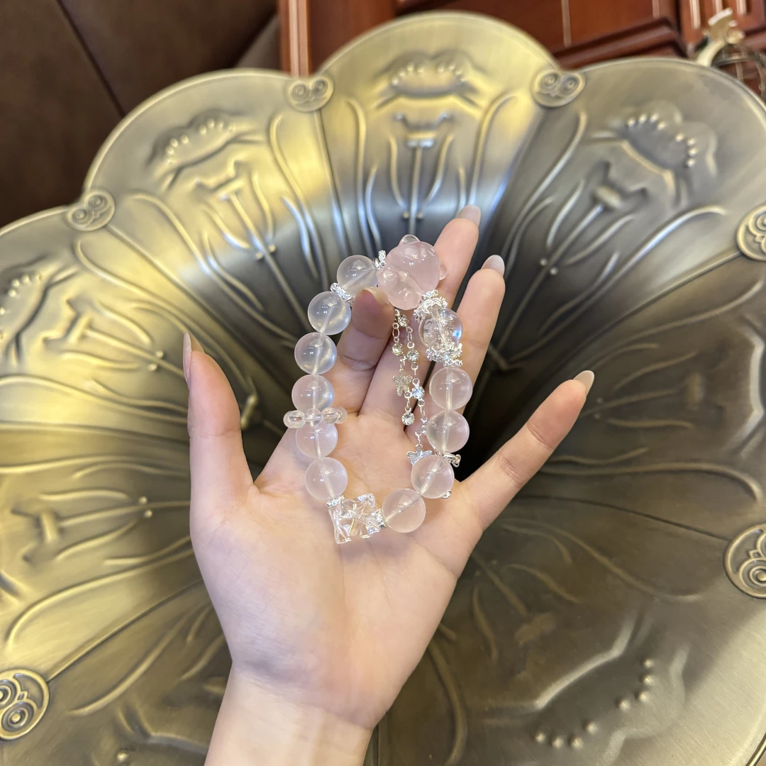 源源手作*粉水大熊设计款手串