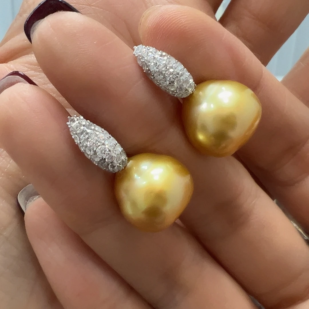 海水珍珠耳饰银S925镶嵌