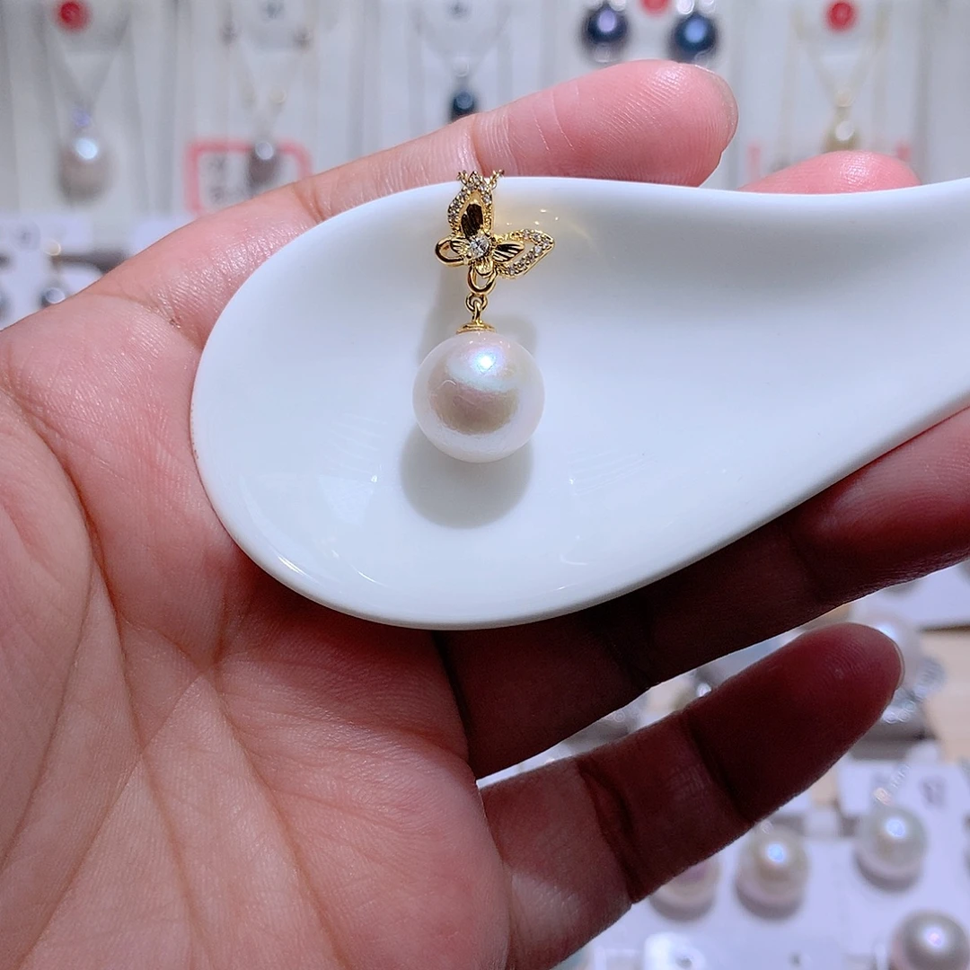 未镶嵌淡水珍珠吊坠(赠链)CC12.2mm